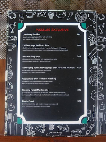 R A Hospitality menu 