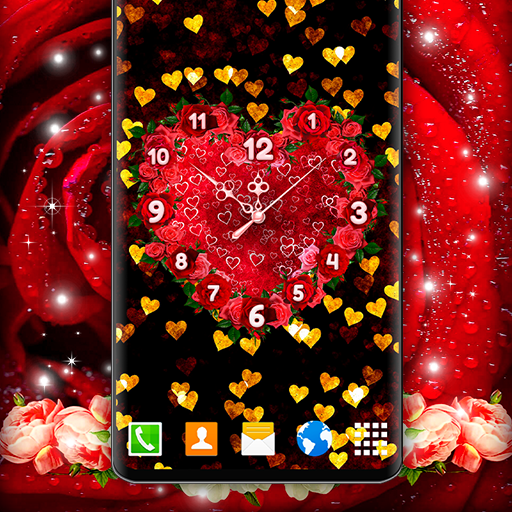 Love Hearts Clock ❤️ Red Rose 4K Live Wallpaper