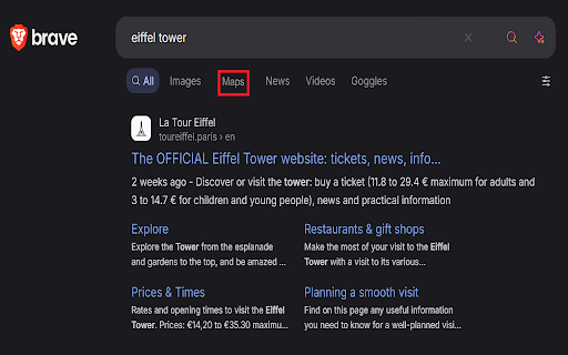 Brave Maps Tab