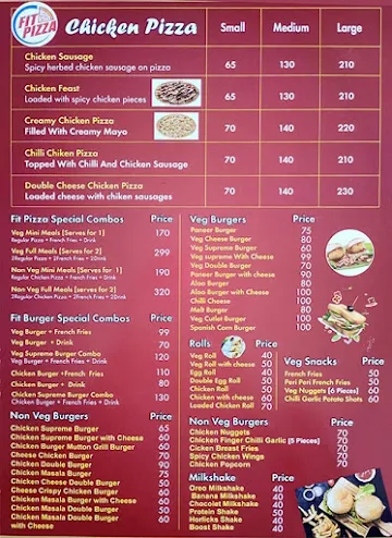 Fit Pizza menu 