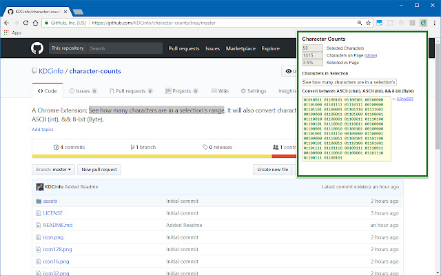 Character Counts chrome extension