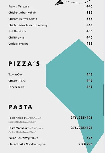 Chapter Seven Sky Bar & Kitchen menu 