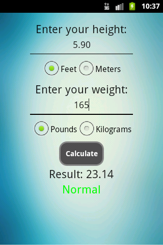 Body Mass Index calculator