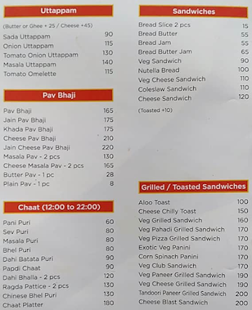 Masala Central menu 