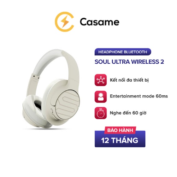 [Giao Hàng Nhanh] Tai Nghe Bluetooth Headphone Soul Ultra Dynamic Wireless 2 Âm Bass Điện Tử, Bt 5.2, Nghe Đến 36H