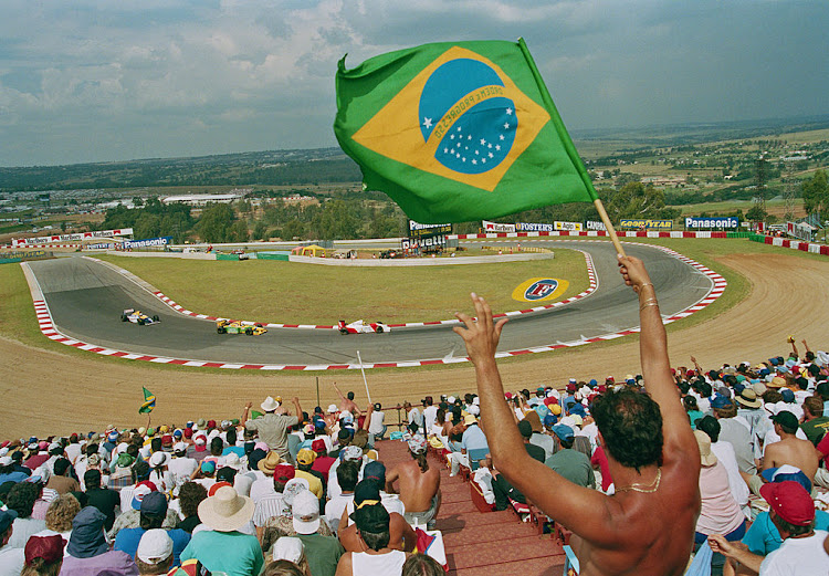 Ayrton Senna of Brazil drives the #8 Marlboro McLaren MP4/8 Ford HBE7 V8 during the Yellow Pages South African Grand Prix on March 14 1993 at the Kyalami Grand Prix Circuit in Kyalami, South Africa.