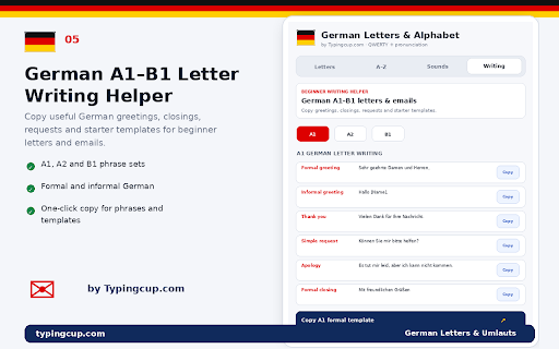 1 Click German Letters & Umlauts Copy Paste by Typingcup.com screenshot 5