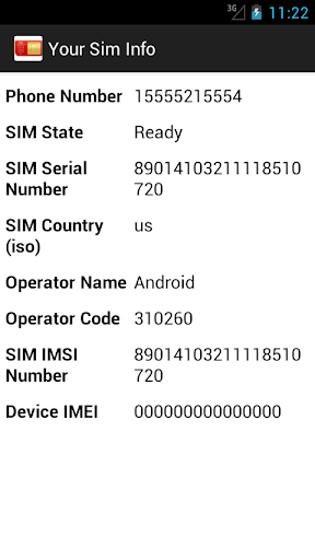 SIM information