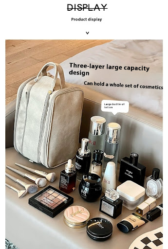 Title 3, Large Capacity Cosmetic Bag Travel Double Zippe...