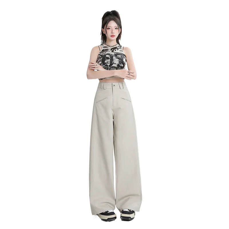 Calças Casuais Femininas de Perna Larga, Estilo Personalidade Moda, Conforto e Elegância para um visual moderno e despojado.