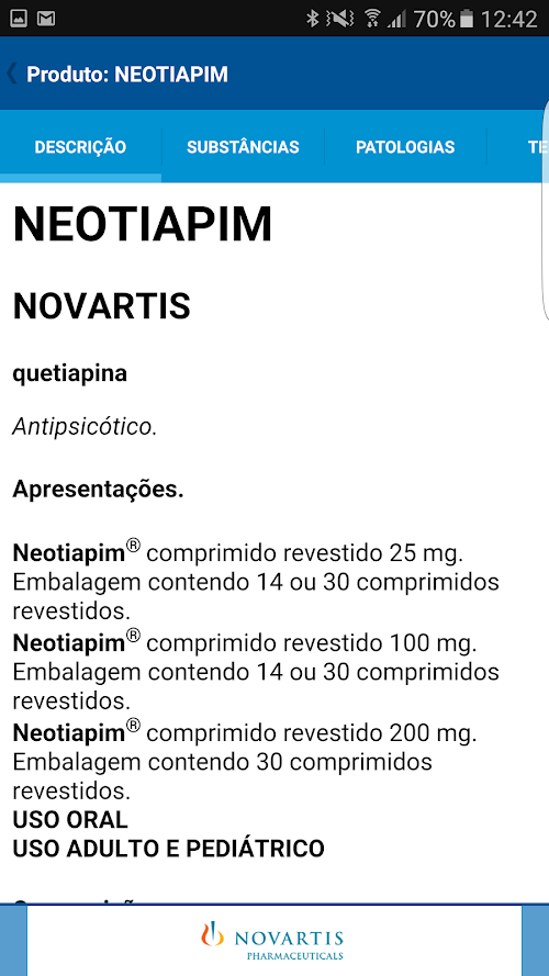 Android application PR Vade-mécum SNC Novartis screenshort
