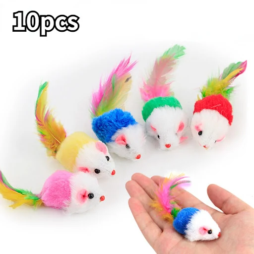 Soft Fleece False Mouse Cat Toys Colorful Feather Funny Playing Toys For Cats Interactive Toys 고양이 장난감 juguetes para gat
