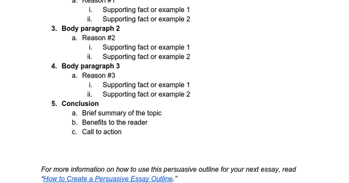 persuasive essay outline template google docs