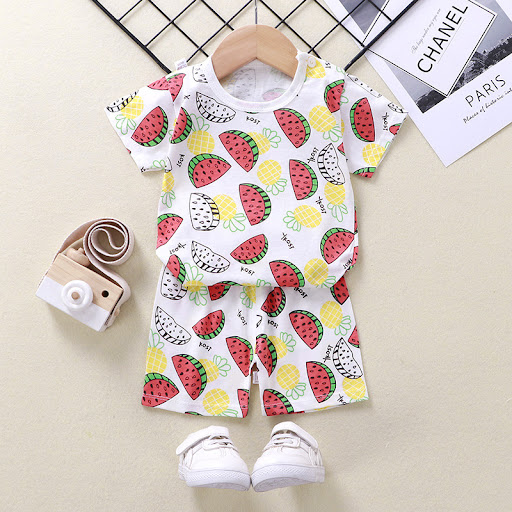 Title 9, Baby t-shirt shorts cotton two-piece suit, soft...