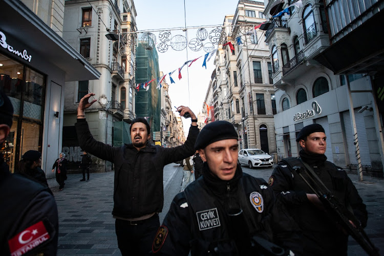 Emergency personnel secure the scene after an explosion in a busy pedestrian street in Istanbul, Turkey, November 13 2022. Picture: BURAK KARA/GETTY IMAGES