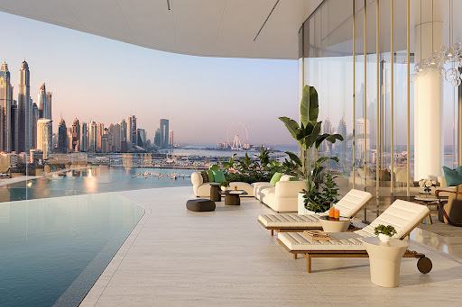 Modern terrace with sea and city view - Prestige property for sale in Dubai, 3 bedrooms