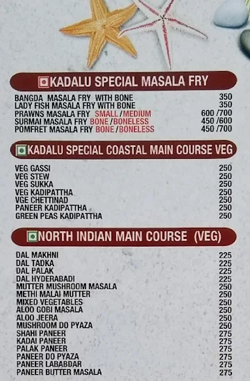 Kadalu Restaurant menu 