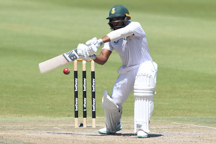 Proteas' Temba Bavuma batting before lunch on day 3 of the 2nd Betway Test match against the West Indies at DP World Wanderers Stadium on March 10 2023 in Johannesburg.