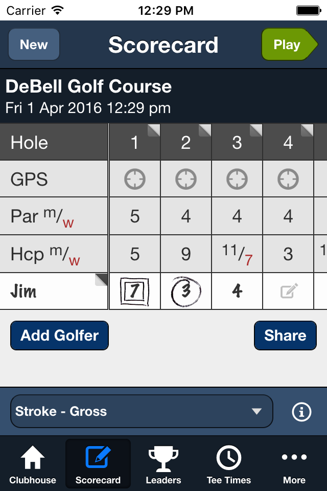 DeBell Golf Club Screen 3
