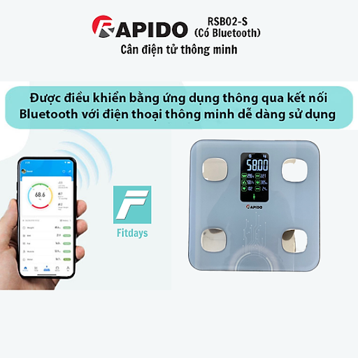 Cân sức khỏe thông minh Rapido RSB04-S (Có bluetooth)