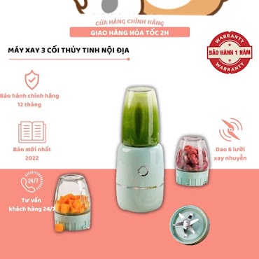 Máy Xay Đa Năng 3 Cối 6 Lưỡi Xay Đồ Ăn Dặm Xay Thịt Tỏi Ớt Xay Hạt Nội Địa Trung Chính Hãng