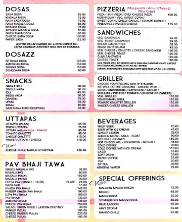 DP's Fast Food menu 