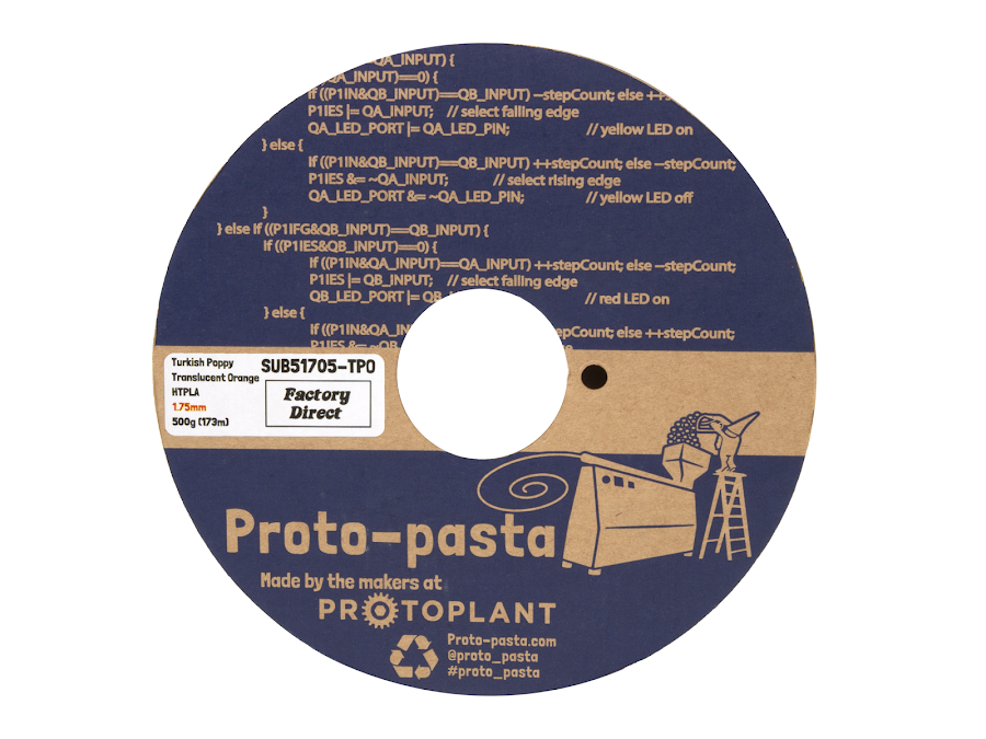 Proto-Pasta Translucent Turkish Poppy Orange HTPLA Filament - 2.85mm (0.5kg)