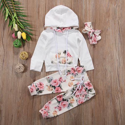 Title 6, Girls Printed Baby Hoodie Set with Hair Band C...