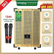 Loa Kéo Karaoke Mini Nanomax Sk - T10 2.5 Tấc Đọc Được Usb Thẻ Nhớ Công Suất 200W/Max Tay Kéo Vân Gỗ Tặng Kèm 2 Mic