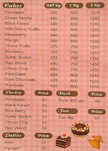 Celebration Bakers And Confectioners menu 