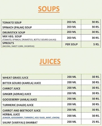 Green Blood Juice Center menu 