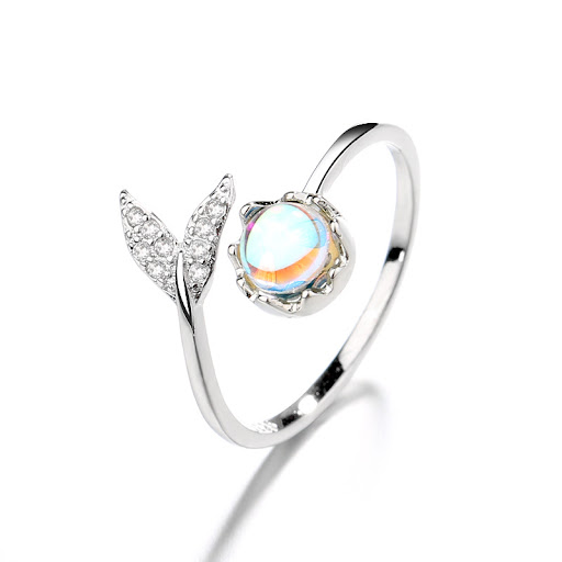 Title 9, Fishtail Ring Aurora Maansteen Ring voor de Wij...