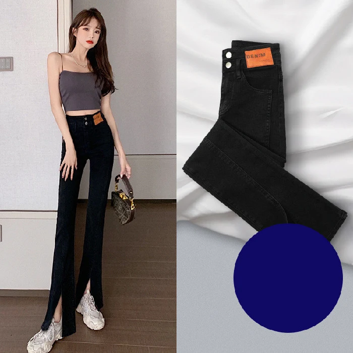 Jeans Mujer Tiro Alto Pata Ancha Micro-cuerno Pantalones de Barrer Comodidad y Estilo Amplio Perfectos para un Look Moderno