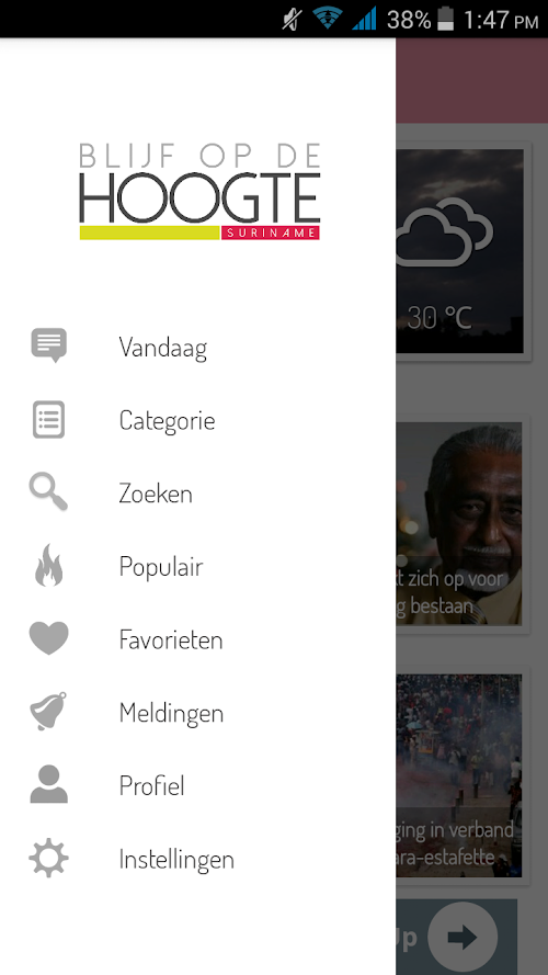 Android application Blijf op de hoogte screenshort