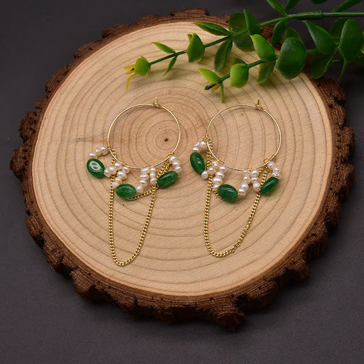Title 5, Natural Pearl Big Earrings Original Hand-made L...