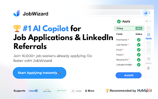 JobWizard: AI Autofill Job Applications & LinkedIn Referrals