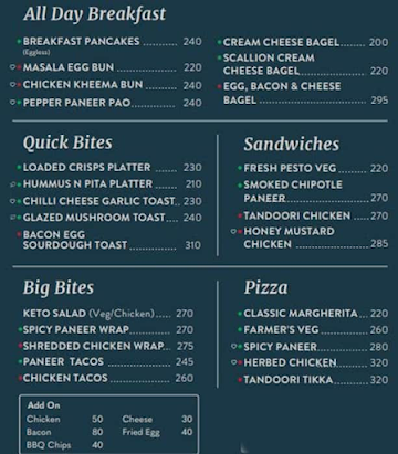 Third Wave Coffee menu 