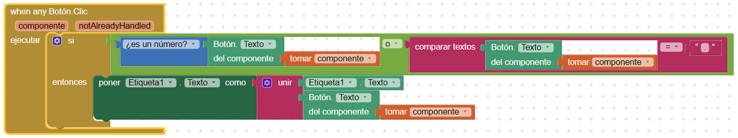 Cuando pulsas cualquier botón y pones condiciones en App Inventor 2