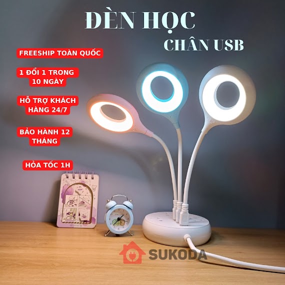 Đèn Led Usb Chống Cận Bảo Vệ Mắt Để Bàn Học Làm Việc Sukoda Kiêm Đèn Ngủ Nhỏ Gọn Tiện Lợi Tiết Kiệm Điện Du01