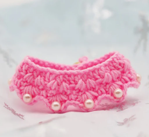 Woolen Cat Collar Sweet Pink Crochet Floral Dog Necklace Colorful Pet Bandana Manual Kitten Scarf for Small Dogs Cat Acc