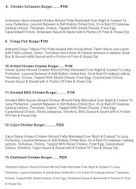 Zero Hater Burgers menu 2