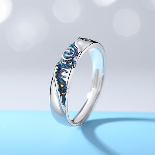 Title 4, Creative Van Goghs Starry Sky Couple Ring. Exp...