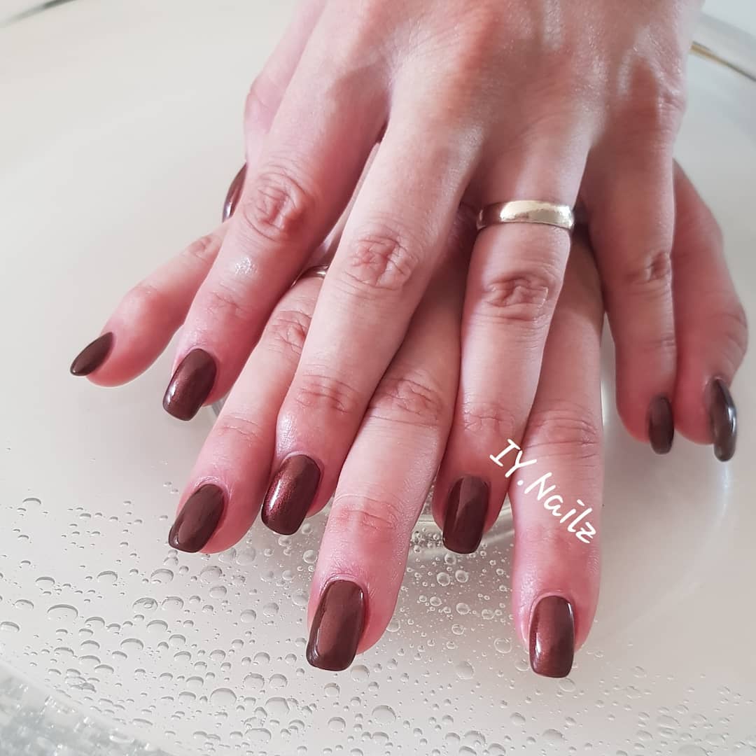 Chestnut Brown Acrylic Nails