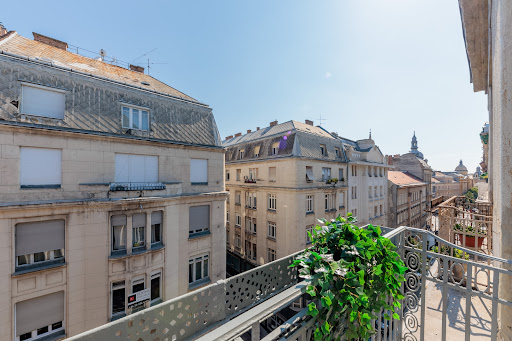 Balcony overlooking old buildings in this luxury apartment / penthouse for sale in Budapest ($855,073 - 90 m²)