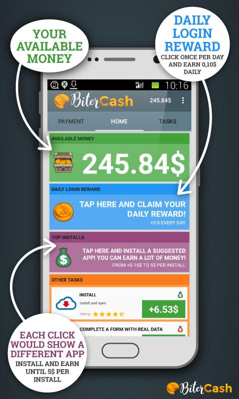 Android application BiterCash: Make Easy Money screenshort