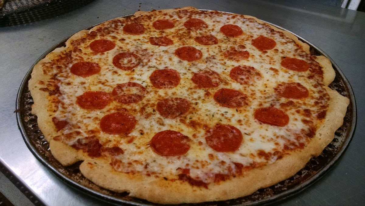 Gluten free pepperoni pizza, made to order, any size we make, any toppings you want.