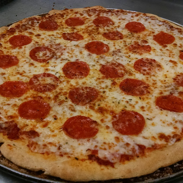 Gluten free pepperoni pizza, made to order, any size we make, any toppings you want.