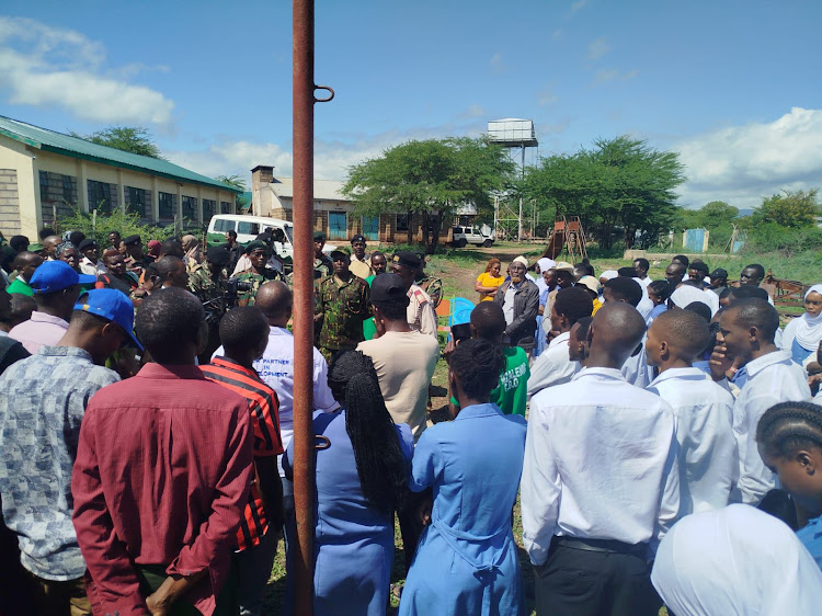 Residents ahead of the tree planting exercise at Gambela. It was presided by the PS Ministry of Defence and Deputy CDF and Kenya Forest Service on May 10, 2024.