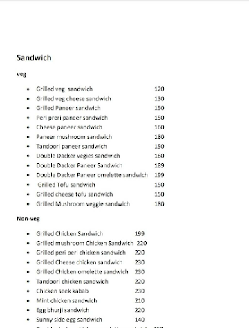 Sandwichway menu 