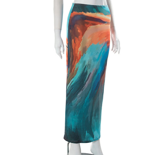Title 20, Casual painted print bare midriff slim fit shea...